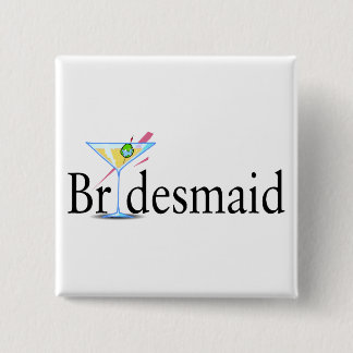 Bridesmaid Martini Black 15 Cm Square Badge