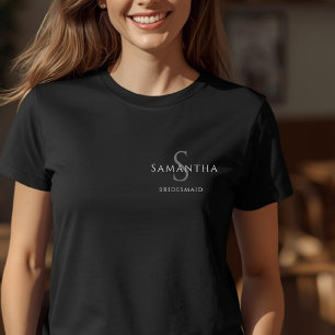Bridesmaid Minimalist Name and Initial T-Shirt