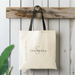 Bridesmaid Minimalist Name and Initial Tote Bag