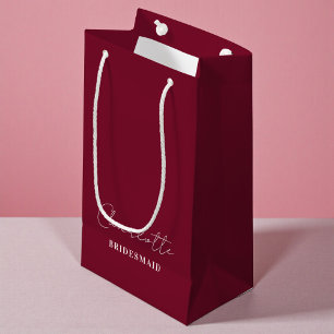 Bridesmaid   Minimalist Script Burgundy Small Gift Bag
