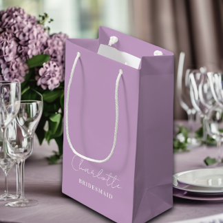 Bridesmaid | Minimalist Script Lilac Purple Small Gift Bag
