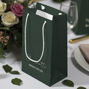 Bridesmaid   Minimalist Script Lunar Green Small Gift Bag