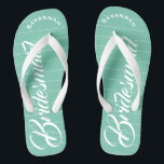 Bridesmaid Mint Or Any Colour Stripes Pattern Jandals<br><div class="desc">Mint Stripes Pattern - Change to Any Colour by clicking customise. And say anything you want.  Make these one of a kind flip flops that have YOUR message on them.  Be the talk of the beach!</div>
