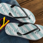 Bridesmaid Mint Stripes Pattern Jandals<br><div class="desc">Mint Stripes Pattern - Change to say anything you want.  Make these one of a kind flip flops that have YOUR message on them.  Be the talk of the beach!</div>