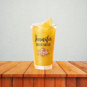 Bridesmaid   Modern Floral Personalised Shot Glass