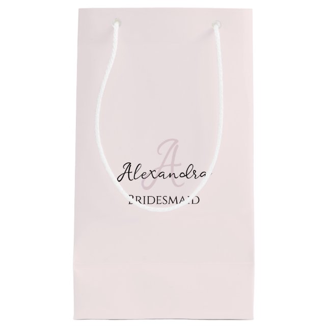 Bridesmaid Modern Minimalist Monogram Blush Pink Small Gift Bag (Front)