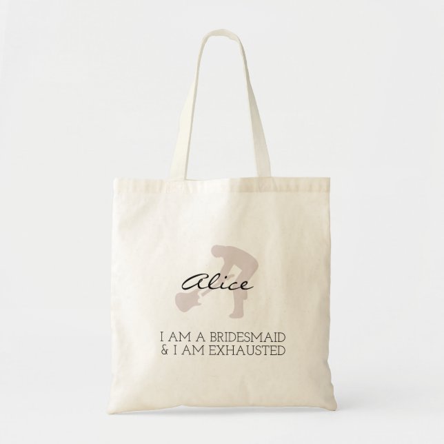 Bridesmaid | Modern Minimalist Script Bachelorette Tote Bag (Front)