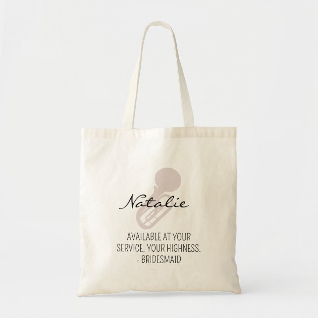 Bridesmaid | Modern Minimalist Script Bachelorette Tote Bag (Front)