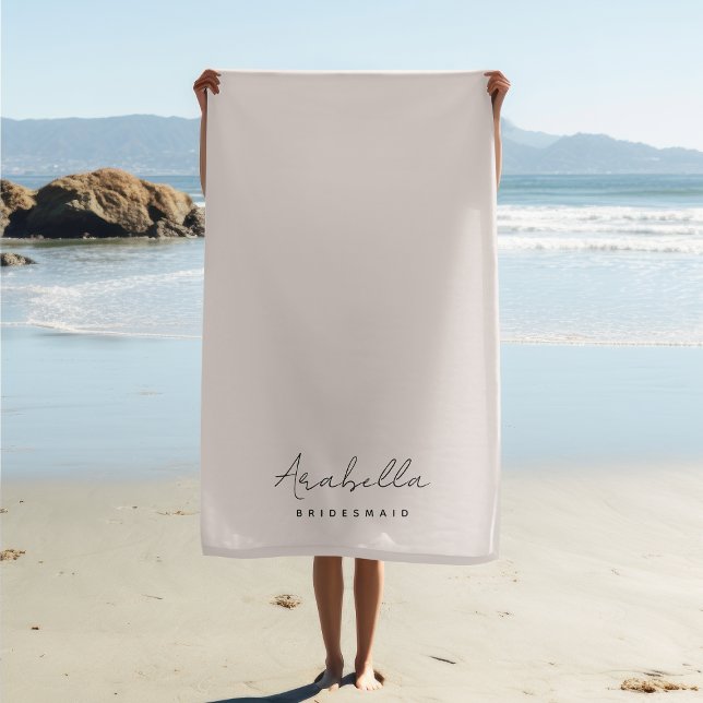 Bridesmaid | Modern Minimalist Script Blush Pink Beach Towel (Creator Uploaded)