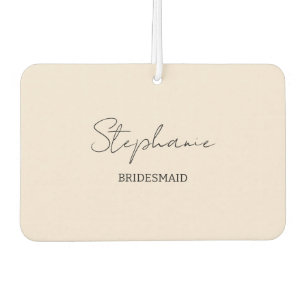 Bridesmaid Modern Minimalist Script Blush Pink Car Air Freshener