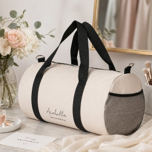 Bridesmaid Modern Minimalist Script Blush Pink Duffle Bag