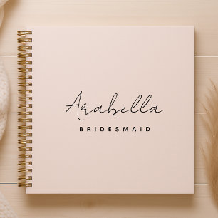 Bridesmaid   Modern Minimalist Script Blush Pink Notebook