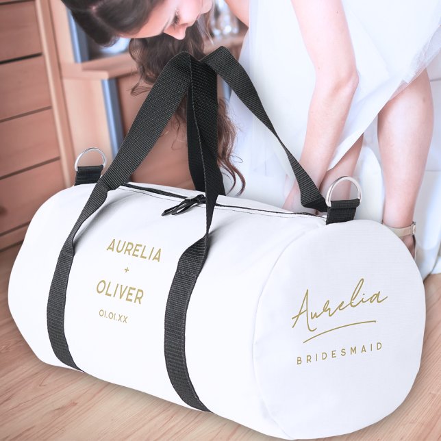 Bridesmaid Modern Minimalist Script Personalised Duffle Bag (Creator Uploaded)