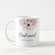 Bridesmaid Modern Rustic Floral Mug Gift | White