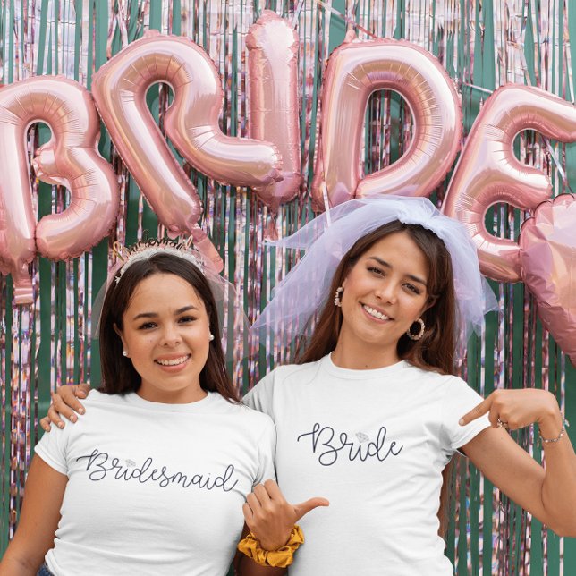 Bridesmaid Modern Script Diamond Bachelorette T-Shirt (Creator Uploaded)