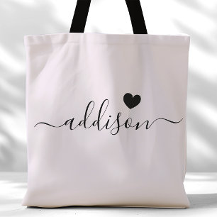 Bridesmaid Modern Script Heart Lavender Grey Tote Bag