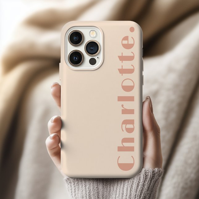 Bridesmaid | Modern Script Name Pale Peach Bridal  iPhone Case (Pale Peach Monogram Phone Case for Coworker | Bridesmaid | Bachelorette Party | Mother’s Day Gift)