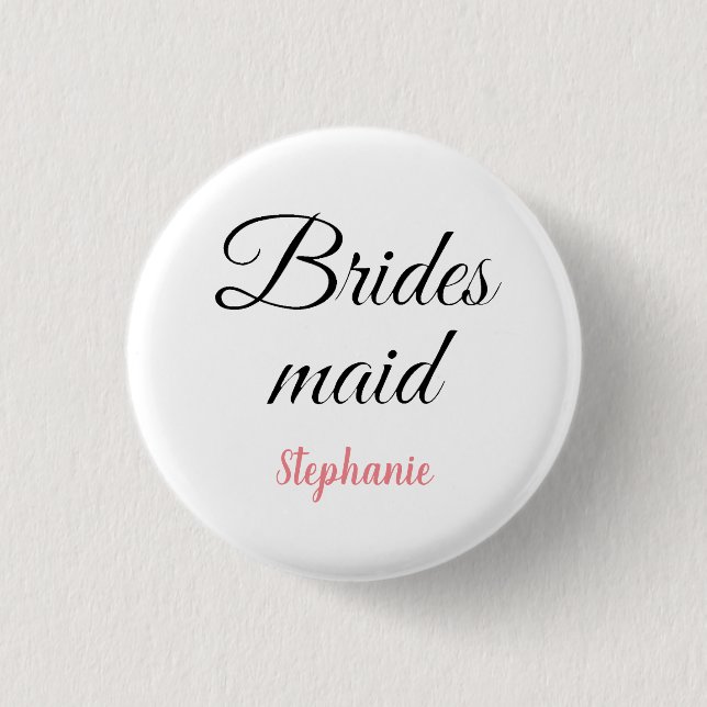 Bridesmaid Monogram Name Pink Custom Wedding 3 Cm Round Badge (Front)