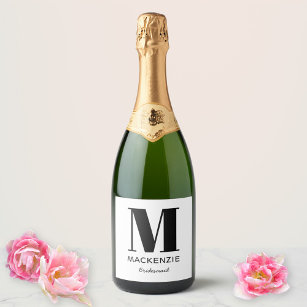 Bridesmaid Monogram Name Sparkling Wine Label