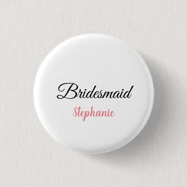 Bridesmaid Monogram Pink Custom Name Wedding 3 Cm Round Badge (Front)
