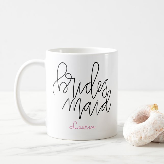 Bridesmaid Mug - Customisable Lettering Design (With Donut)