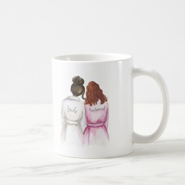 Bridesmaid? Mug Dk Br Bun Bride Auburn Curls Maid (Right)