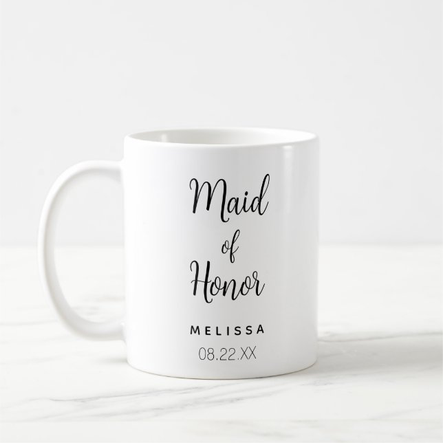 Bridesmaid Name and Wedding date  Coffee Mug (Left)