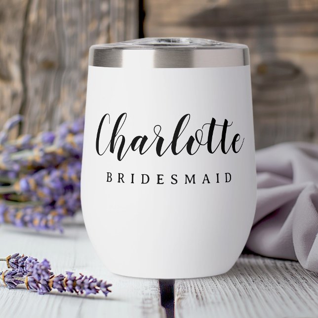 Bridesmaid name cute script (Bridesmaid name cute script thermal wine tumbler)