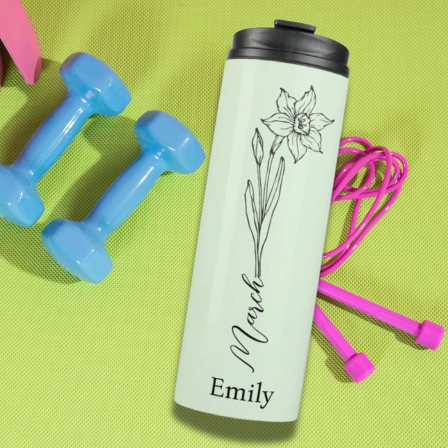 Bridesmaid Name Daffodil March Birth Month Flower  Thermal Tumbler (Bridesmaid Name Daffodil March Birth Month Flower Thermal Tumbler)