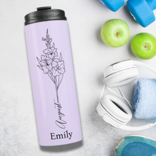 Bridesmaid Name Gladiolus August Birth Flower Gift Thermal Tumbler