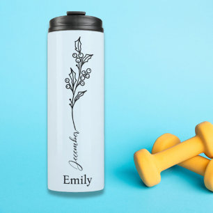 Bridesmaid  Name Holly December Birth Flower Gift Thermal Tumbler