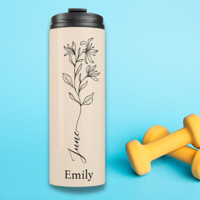 Bridesmaid Name Honeysuckle June Birth Flower  Thermal Tumbler (Bridesmaid Name Honeysuckle June Birth Flower Thermal Tumbler)