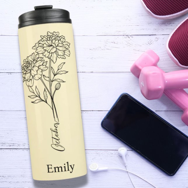 Bridesmaid Name Marigold October Birth Flower Gift Thermal Tumbler (Bridesmaid Name Marigold October Birth Flower Gift Thermal Tumbler)