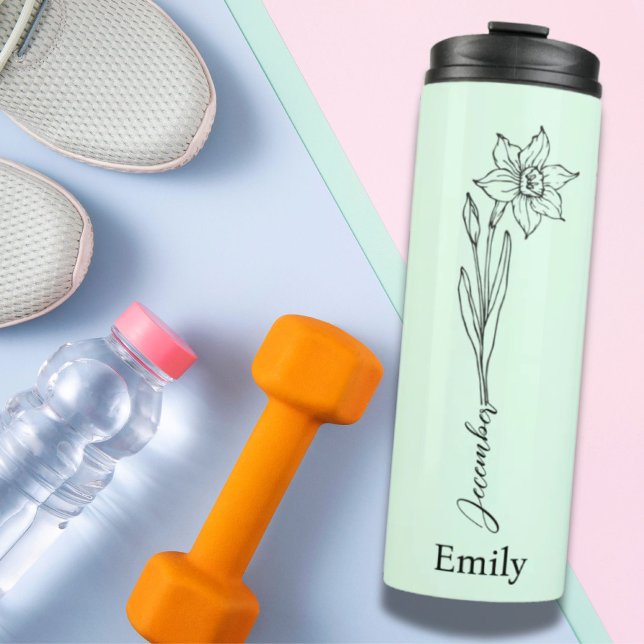 Bridesmaid  Name Narcissus December Birth Flower  Thermal Tumbler (Bridesmaid Name Narcissus December Birth Flower Thermal Tumbler)