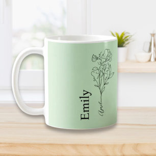 Bridesmaid Name Sweet Pea April Birth Flower Coffee Mug