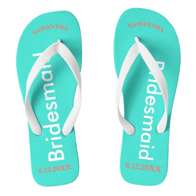 Bridesmaid NAME Turquoise Blue Jandals (Footbed)