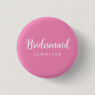 Bridesmaid Name Wedding Hot Pink Bachelorette 3 Cm Round Badge