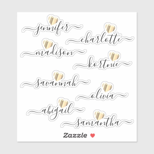 Bridesmaid Names Personalised Vinyl Decal Stickers (Sheet)