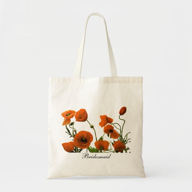 Bridesmaid Orange Poppy Flowers Floral Patterns Tote Bag (Front)