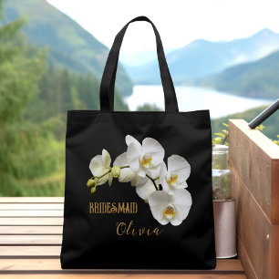 Bridesmaid Orchids Floral Personalised Tote Bag