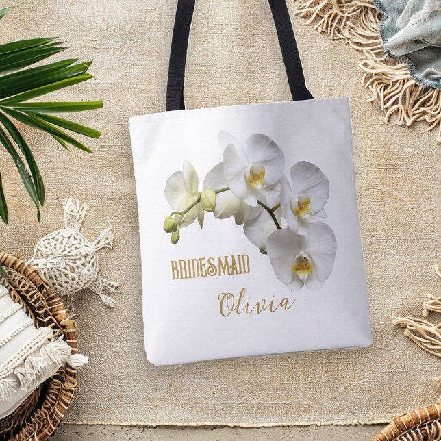 Bridesmaid Orchids Floral Personalised Tote Bag (Creator Uploaded)