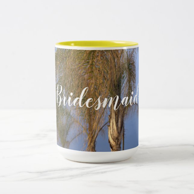 Bridesmaid Palm Trees Wedding Mugs (Center)