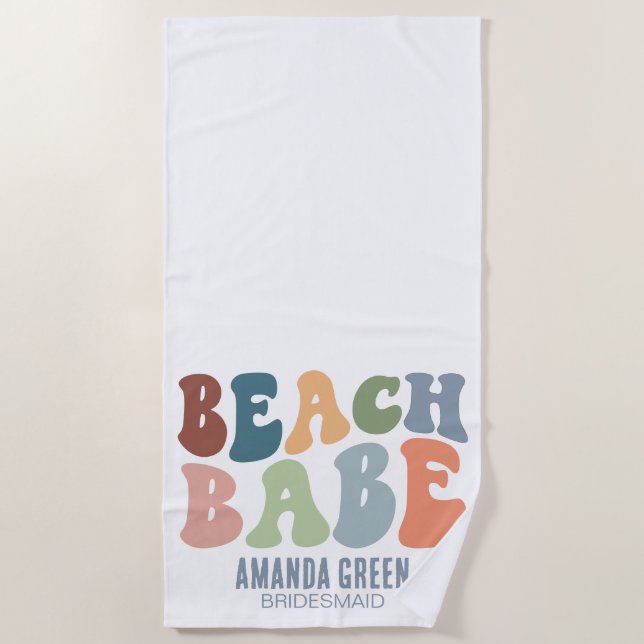 Bridesmaid Personalised Beach Bachelorette Party Towel (Front)