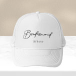 Bridesmaid Personalised Chic Minimalist Wedding Trucker Hat<br><div class="desc">This chic,  simple bridesmaid hat features your name underneath elegant black typography. Customise these elegant,  modern bridal party hats for your wedding or bachelorette party.</div>