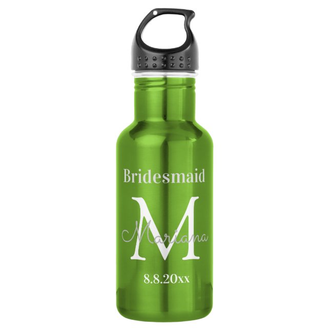 bridesmaid personalised elegant stylish 532 ml water bottle (Front)