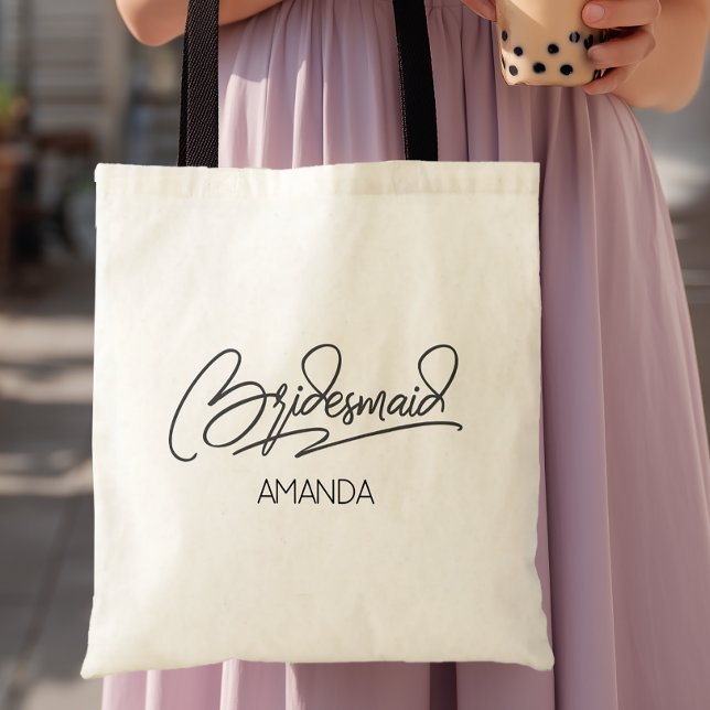 Bridesmaid Personalised Name Tote Bag (Personalized Bridesmaid Tote With Name)