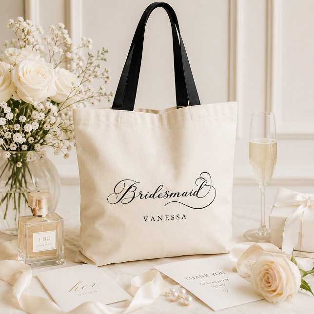 Bridesmaid Personalised Wedding Tote Bag (Personalized Wedding Party Tote Bag)