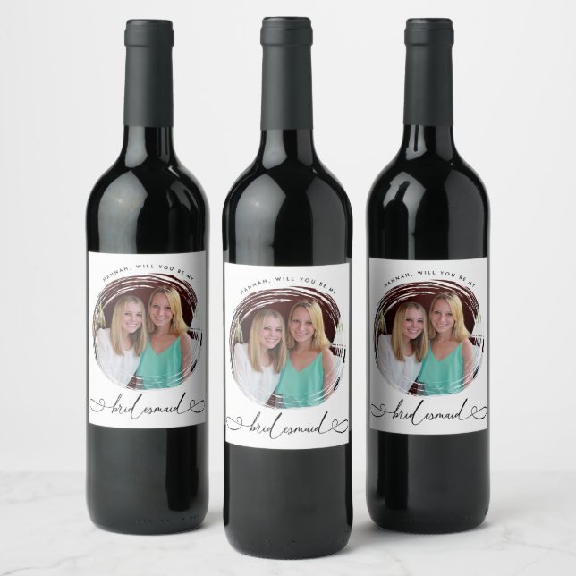 Bridesmaid Photo Proposal Wine Label (Bottles)