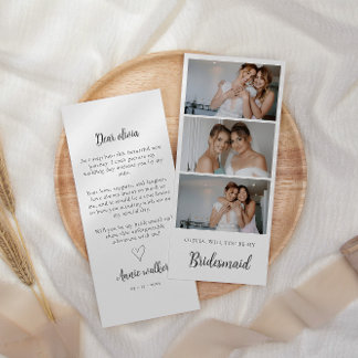 Bridesmaid Photo Strip 3 Pictures Proposal Card