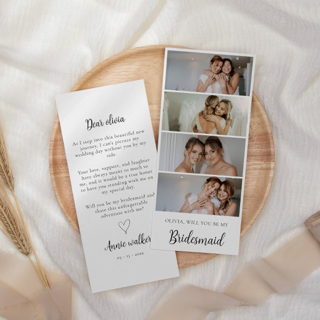 Bridesmaid Photo Strip 4 Pictures Proposal Card (Bridesmaid Photo Strip 4 Pictures Proposal Card)